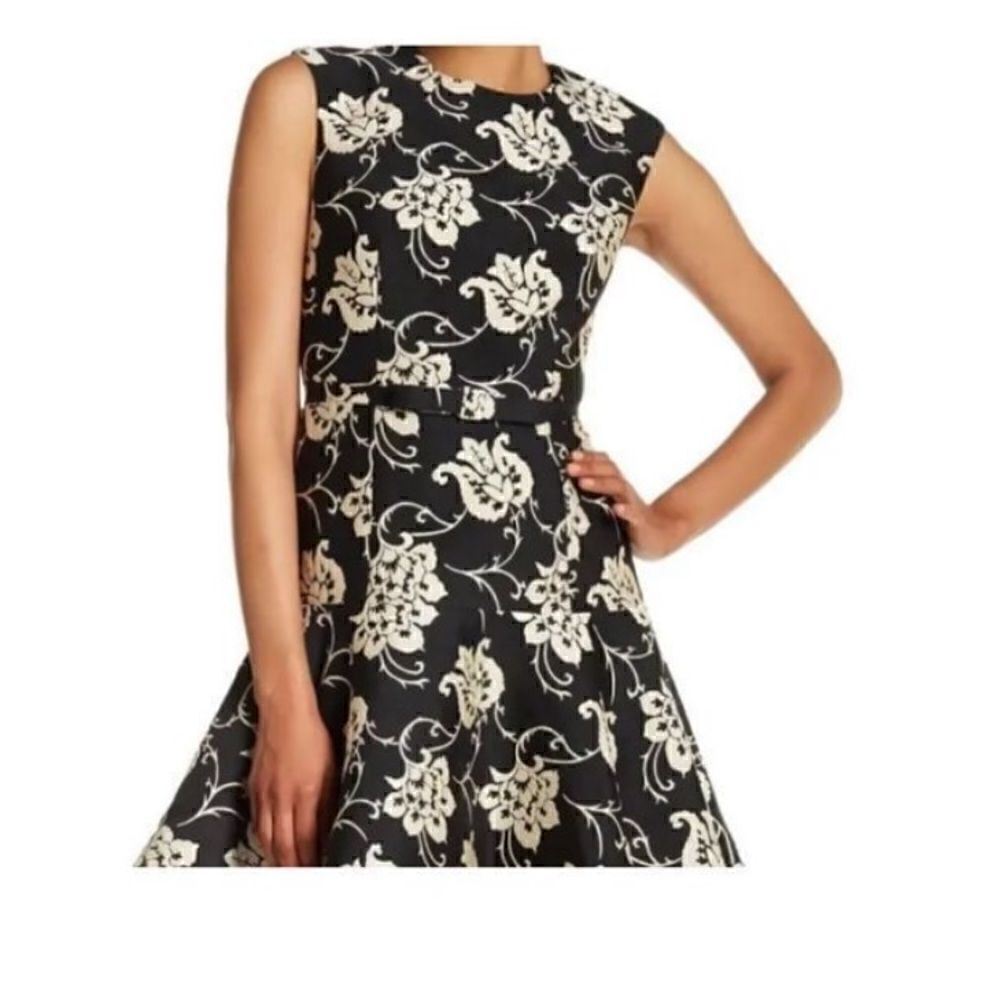Ted Baker London Women’s Size 0 Ornate Paisley Ruffle Dress Black Fit and Flare - Picture 5 of 15